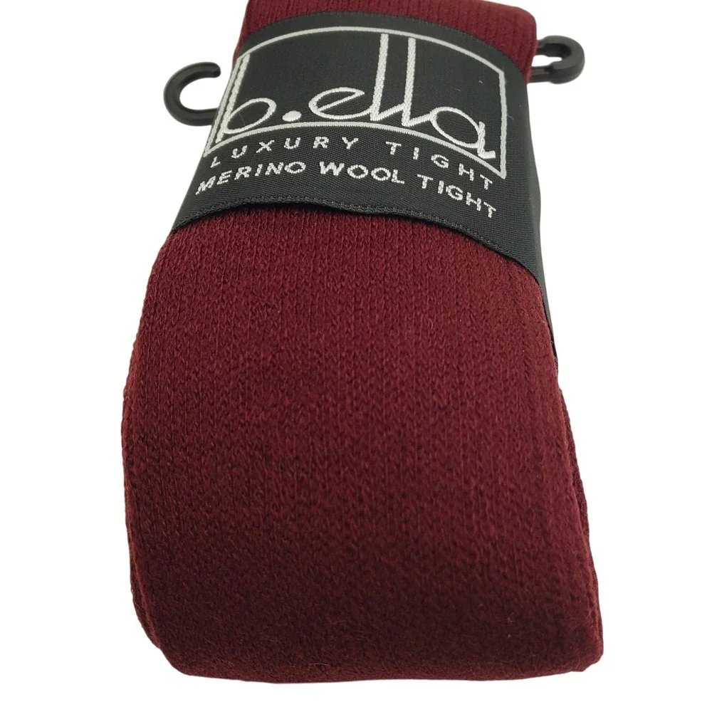 Burgundy Merino Wool Ribbed Tights Ladies Sz Small Karla Wine B.ella Italian New